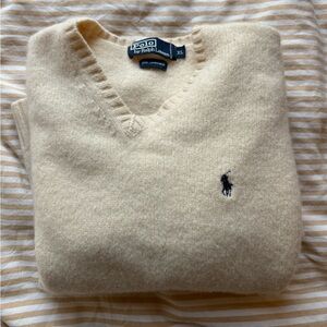 Polo by Ralph Lauren Men's V-Neck Sweater in Cream